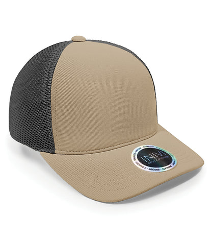 INIVI Tenfour 2 Panel Trucker Cap IV162 #color_Sand/Dark Grey