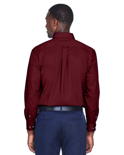 Harriton Men's Easy Blend™ Long-Sleeve Twill Shirt with Stain-Release M500 #color_WINE