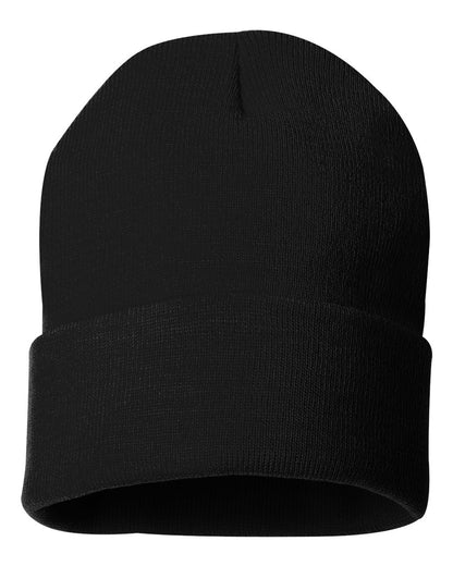 Sportsman 12" Solid Cuffed Beanie SP12 #color_Black