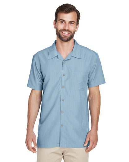 Harriton Men's Barbados Textured Camp Shirt M560 #color_CLOUD BLUE