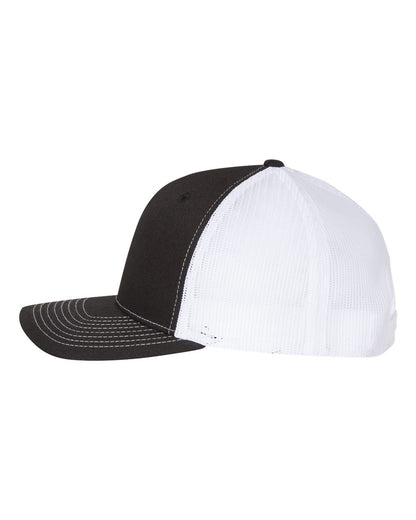 Richardson Five-Panel Trucker Cap 112FP #color_Black/ White