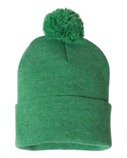 Sportsman 12" Pom-Pom Cuffed Beanie SP15 #color_Heather Kelly