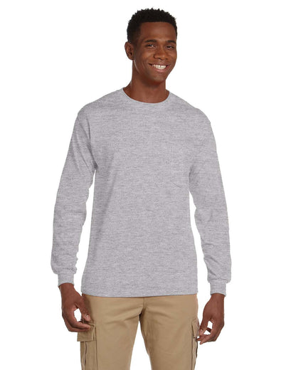 Gildan Adult Ultra Cotton® Long-Sleeve Pocket T-Shirt G241 #color_SPORT GREY