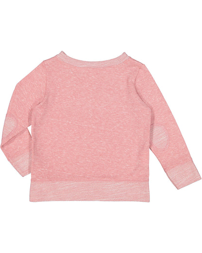 Rabbit Skins Toddler Harborside Melange French Terry Crewneck with Elbow Patches RS3379 #color_MAUVELOUS MLANGE