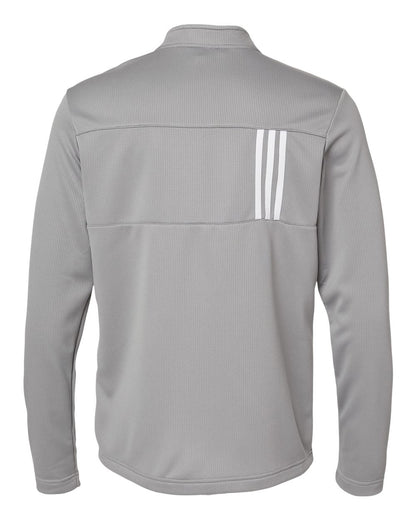 Adidas 3-Stripes Double Knit Quarter-Zip Pullover A482 #color_Grey Three/ White