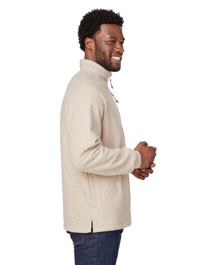 North End Men's Aura Sweater Fleece Quarter-Zip NE713 #color_OATML HTHR / TEAK