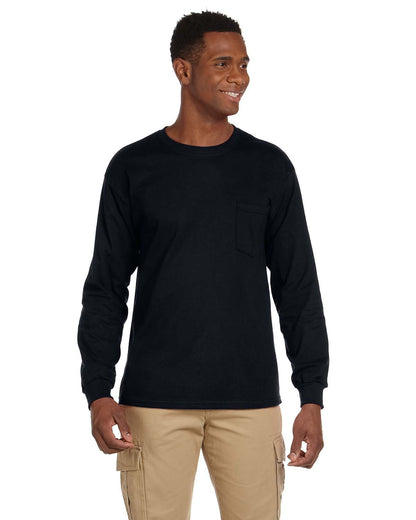 Gildan Adult Ultra Cotton® Long-Sleeve Pocket T-Shirt G241 #color_BLACK