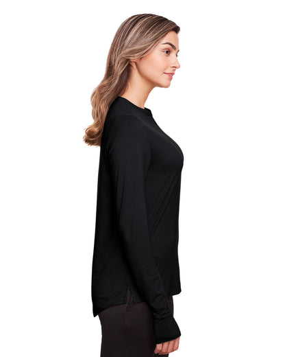 North End Ladies' Jaq Snap-Up Stretch Performance Pullover NE400W #color_BLACK