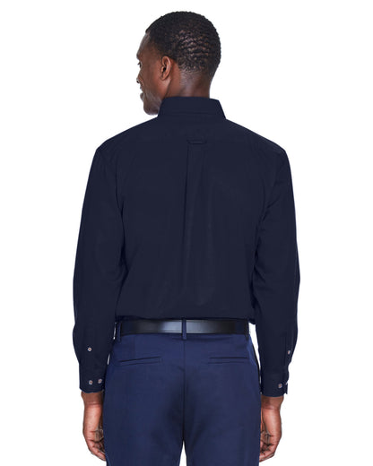 Harriton Men's Easy Blend™ Long-Sleeve Twill Shirt with Stain-Release M500 #color_NAVY