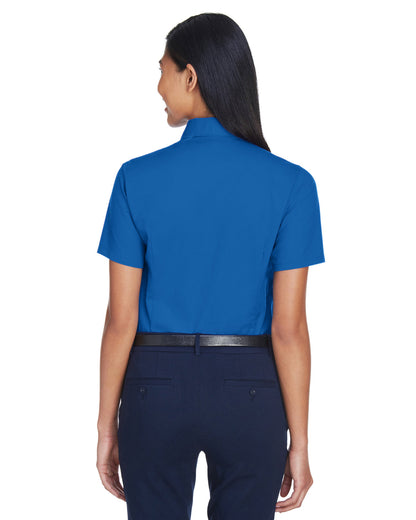 Harriton Ladies' Easy Blend™ Short-Sleeve Twill Shirt with Stain-Release M500SW #color_FRENCH BLUE