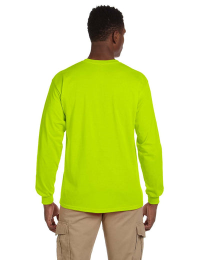 Gildan Adult Ultra Cotton® Long-Sleeve Pocket T-Shirt G241 #color_SAFETY GREEN