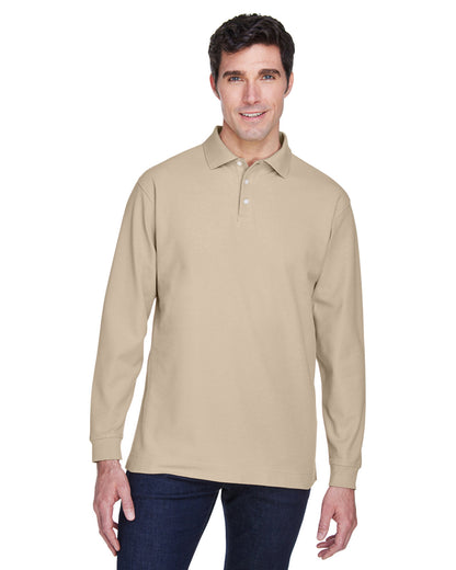 Devon & Jones Men's Pima Piqué Long-Sleeve Polo D110 #color_STONE