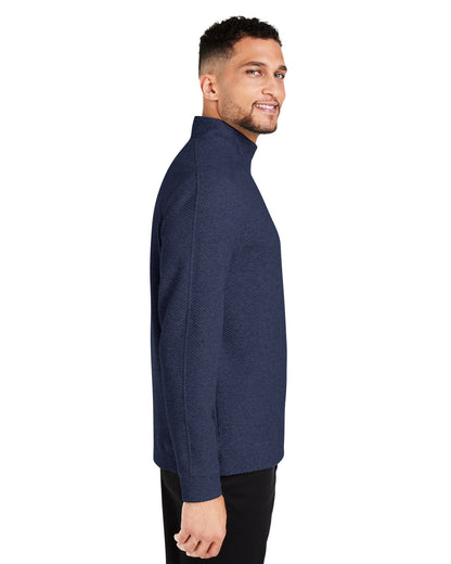 North End Men's Spirit Textured Quarter-Zip NE725 #color_CLASSIC NAVY HTH