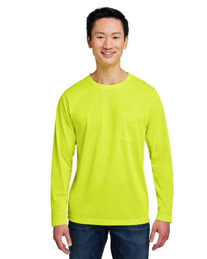 Harriton Unisex Charge Snag and Soil Protect Long-Sleeve T-Shirt M118L #color_SAFETY YELLOW