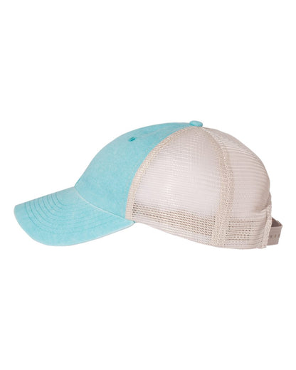 Sportsman Pigment-Dyed Trucker Cap SP510 #color_Aqua/ Stone