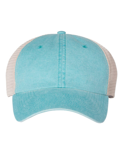 Sportsman Pigment-Dyed Trucker Cap SP510 #color_Aqua/ Stone