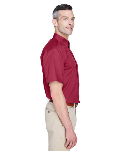 Harriton Men's Easy Blend™ Short-Sleeve Twill Shirt with Stain-Release M500S #color_WINE