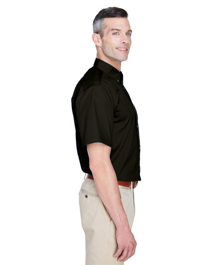 Harriton Men's Easy Blend™ Short-Sleeve Twill Shirt with Stain-Release M500S #color_BLACK