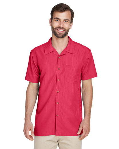 Harriton Men's Barbados Textured Camp Shirt M560 #color_PARROT RED