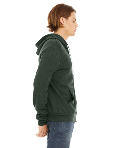 BELLA + CANVAS Unisex Sponge Fleece Full-Zip Hooded Sweatshirt 3739 #color_HEATHER FOREST