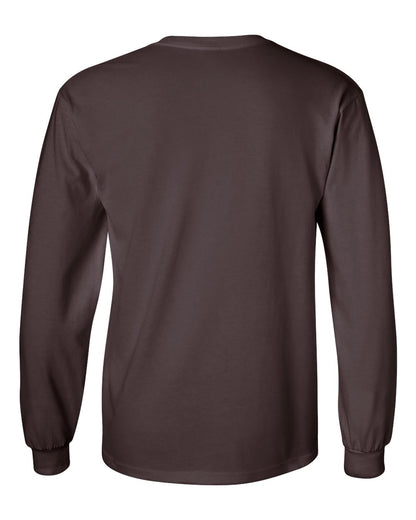 Gildan Ultra Cotton® Long Sleeve T-Shirt 2400 #color_Dark Chocolate