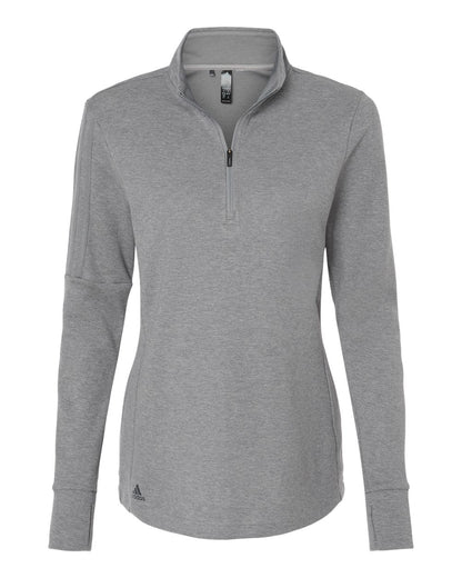 Adidas Women's 3-Stripes Quarter-Zip Sweater A555 #color_Grey Three Melange