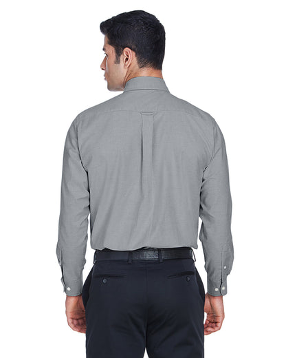 Harriton Men's Long-Sleeve Oxford with Stain-Release M600 #color_OXFORD GREY