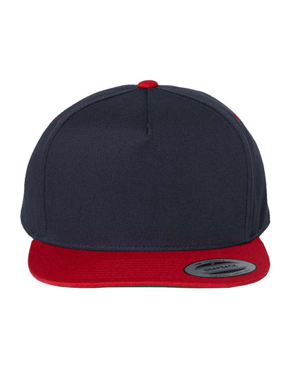 YP Classics Five-Panel Cotton Twill Snapback Cap 6007 #color_Navy/ Red