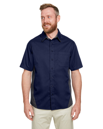 Harriton Men's Flash IL Colorblock Short Sleeve Shirt M586 #color_DK NAVY / DK CHRC