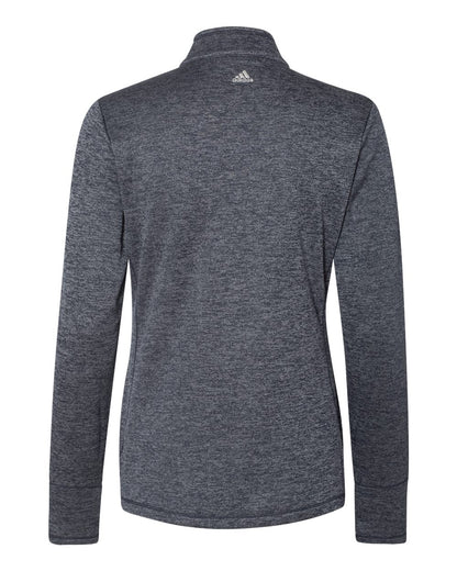 Adidas Women's Brushed Terry Heathered Quarter-Zip Pullover A285 #color_Navy Heather/ Mid Grey