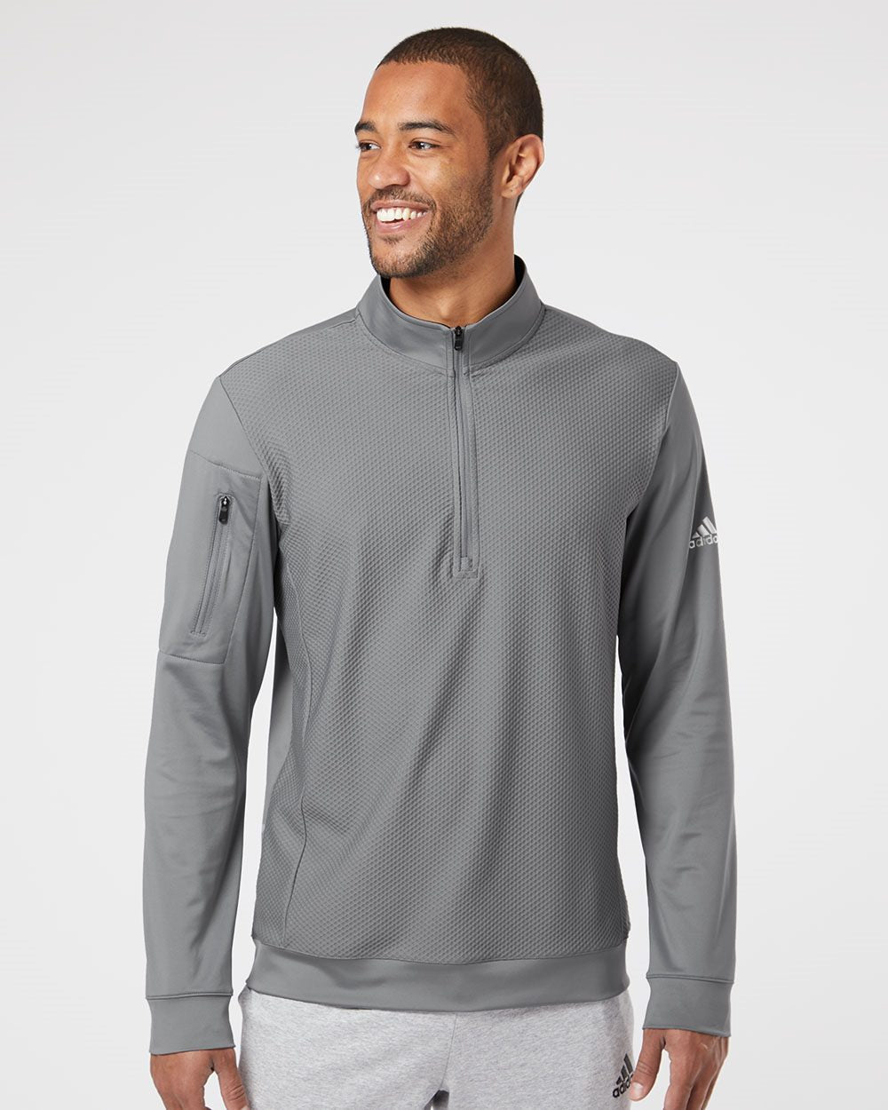 Adidas Performance Textured Quarter-Zip Pullover A295