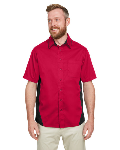 Harriton Men's Flash IL Colorblock Short Sleeve Shirt M586 #color_RED / BLACK