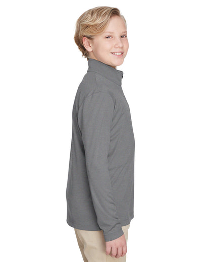 Team 365 Youth Zone Sonic Heather Performance Quarter-Zip TT31HY #color_DK GREY HEATHER