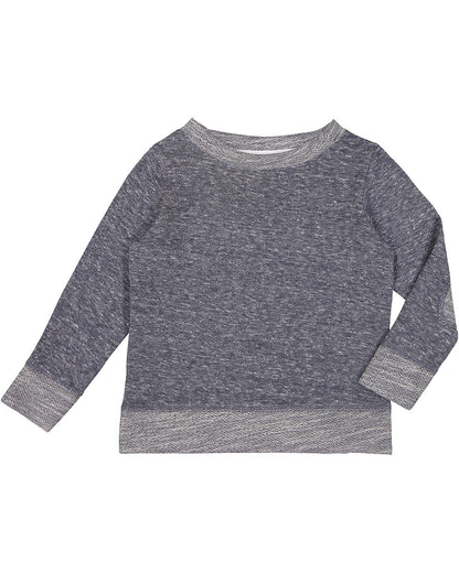 Rabbit Skins Toddler Harborside Melange French Terry Crewneck with Elbow Patches RS3379 #color_NAVY MELANGE