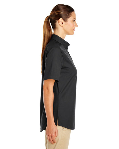 Harriton Ladies' Foundation Cotton Short-Sleeve Twill Shirt with Teflon™ M582W #color_BLACK