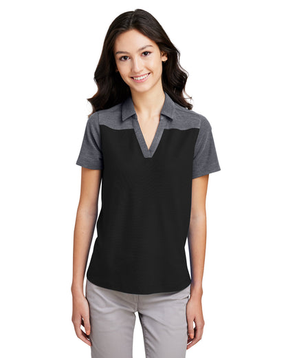 Core365 Ladies' Fusion ChromaSoft Colorblock Polo CE112CW #color_BLACK / CRBN HTH