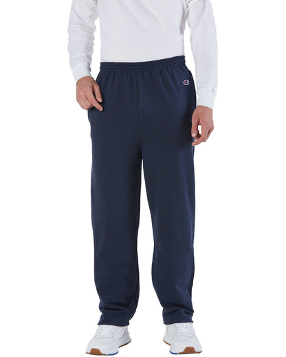 Champion Adult Powerblend® Open-Bottom Fleece Pant with Pockets P800 #color_NAVY