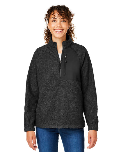 North End Ladies' Aura Sweater Fleece Quarter-Zip NE713W #color_BLACK