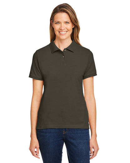 Harriton Ladies' Short-Sleeve Polo M200W #color_BLACK