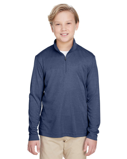 Team 365 Youth Zone Sonic Heather Performance Quarter-Zip TT31HY #color_SP DRK NVY HTH