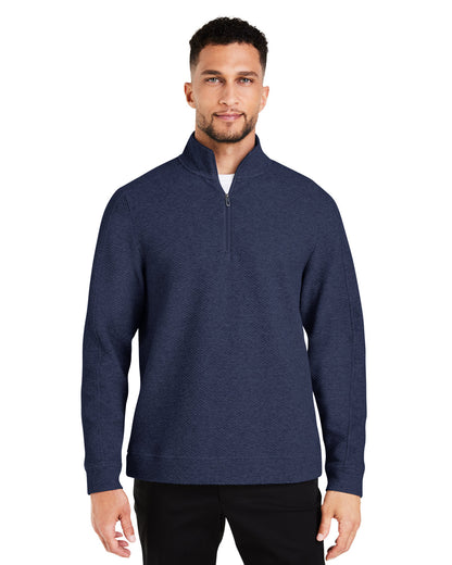 North End Men's Spirit Textured Quarter-Zip NE725 #color_CLASSIC NAVY HTH