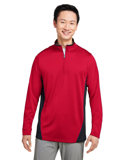 Harriton Men's Flash Snag Protection Plus IL Colorblock Quarter-Zip M786 #color_RED / BLACK