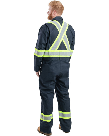 Berne Men's Safety Striped Gasket Unlined Coverall HVC252 #color_NAVY