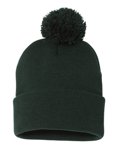 Sportsman 12" Pom-Pom Cuffed Beanie SP15 #color_Forest