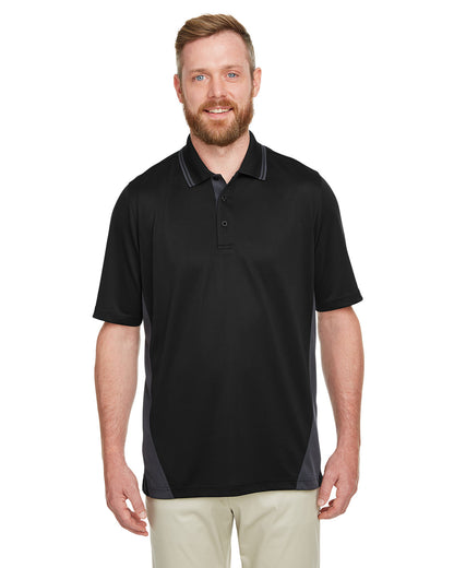 Harriton Men's Flash Snag Protection Plus IL Colorblock Polo M386 #color_BLACK / DK CHARCL