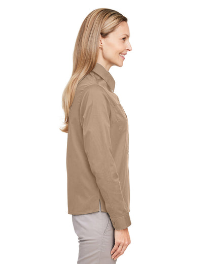 Harriton Ladies' Advantage IL Long-Sleeve Workshirt M585LW #color_KHAKI