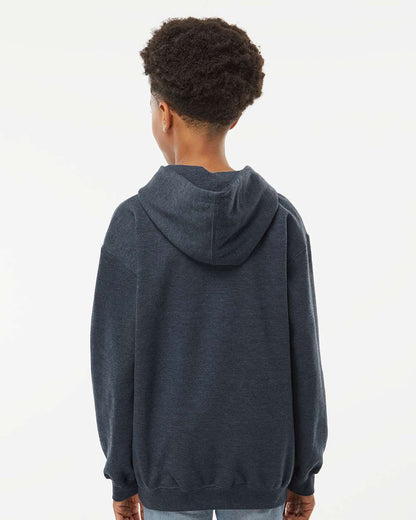 M&O Youth Fleece Pullover Hoodie 3322 #colormdl_Heather Navy