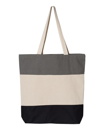 Q-Tees 11L Tri-Color Tote Q125900 #color_Black/ Natural/ Light Grey