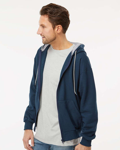 King Fashion Full-Zip Sweatshirt KF9047 #colormdl_Navy/ Sport Grey