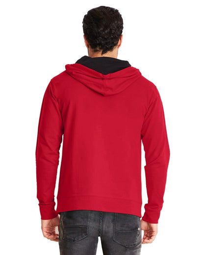 Next Level Apparel Unisex Laguna French Terry Pullover Hooded Sweatshirt 9301 #color_RED / BLACK